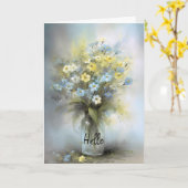 花瓶の夢の花こんにちは考えこんにちは カード (黄色い花)