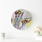 花瓶の山花抽象芸術 ラージ壁時計 (ホーム)