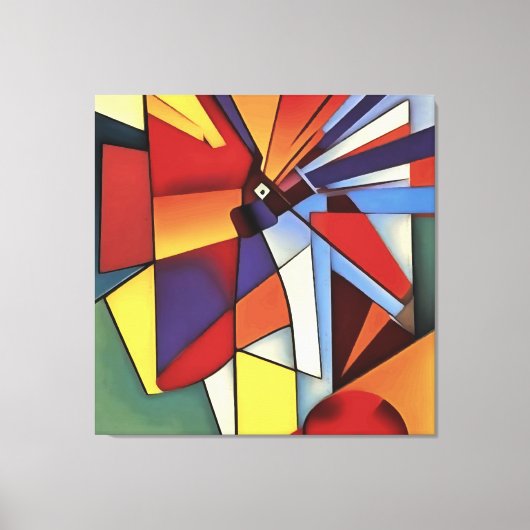 花瓶の幾何学的な抽象芸術アートの赤いカーネーション キャンバスプリント (正面)