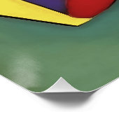 花瓶の幾何学的な抽象芸術アートの赤いカーネーション ポスター (コーナー)