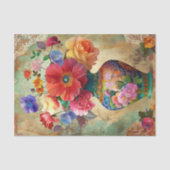 花瓶の春の花の切り離し 薄葉紙 (正面)