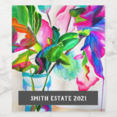 花瓶の水彩の花フローラワインラベル ワインラベル (シングルラベル)