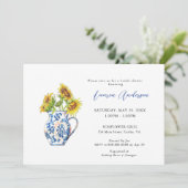 花瓶の水彩ひまわりブライダルシャワー 案内状 (スタンド正面)