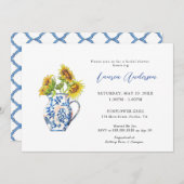 花瓶の水彩ひまわりブライダルシャワー 案内状 (正面/裏面)