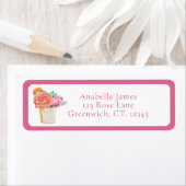 花瓶の水彩バラ ラベル (インサイチュ)