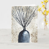 花瓶の水彩柳 カード (黄色い花)