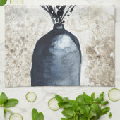 花瓶の水彩柳 キッチンタオル (折り畳み)