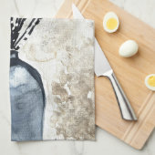 花瓶の水彩柳 キッチンタオル (四つ折り)