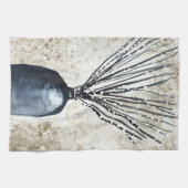 花瓶の水彩柳 キッチンタオル (横)