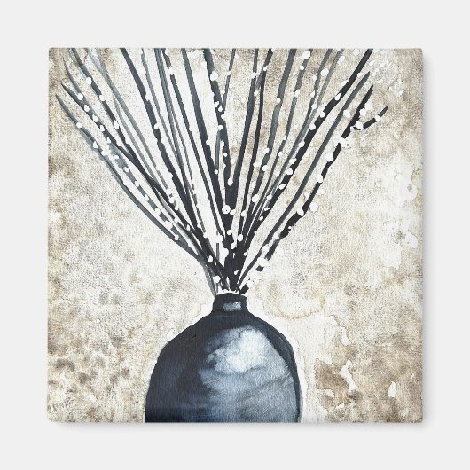 花瓶の水彩柳 マグネット (正面)