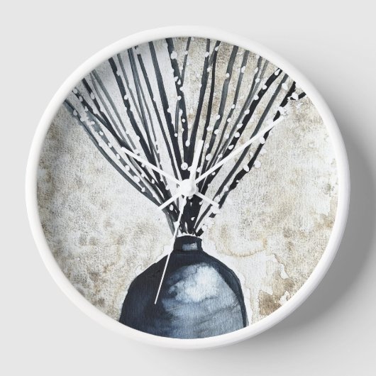 花瓶の水彩柳 壁時計 (正面)