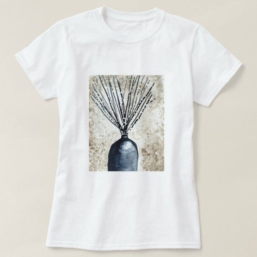 花瓶の水彩柳 Tシャツ (デザイン正面)