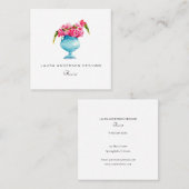 花瓶の水色ピンクの花花花屋 スクエア名刺 (正面/裏面)