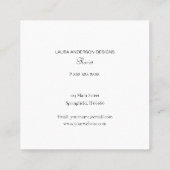 花瓶の水色ピンクの花花花屋 スクエア名刺 (裏面)