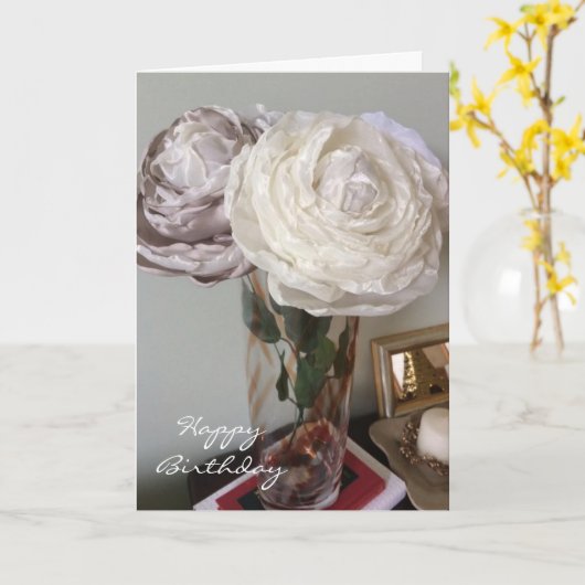 花瓶の牡丹誕生日 カード (黄色い花)
