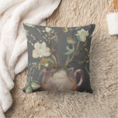 花瓶の絵画花は濃い灰色 クッション (ブランケット)