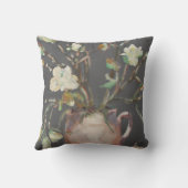 花瓶の絵画花は濃い灰色 クッション (裏面)