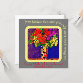 花瓶の花の束 – 幸せな母の日 カード (正面/裏面インサイチュ)