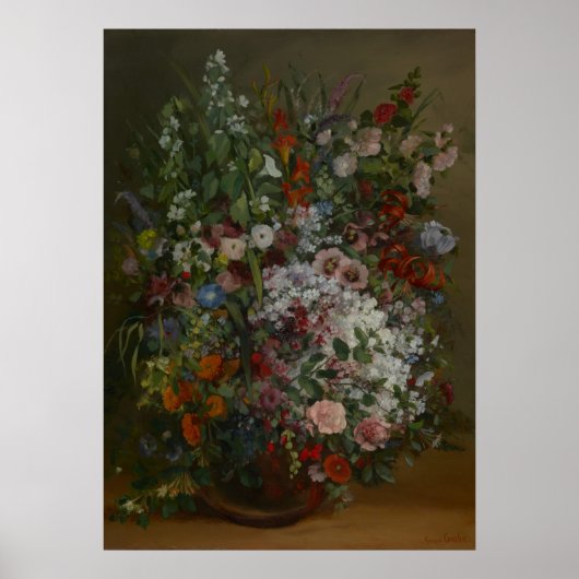 花瓶の花の花束by Gustave Courbet ポスター (正面)