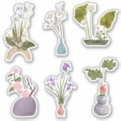 花瓶の花カスタム切りビニールのシール シール (正面)