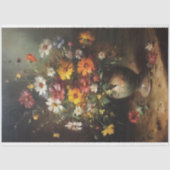 花瓶の花ヴィンテージ油絵のデコパージュ 薄葉紙 (正面)