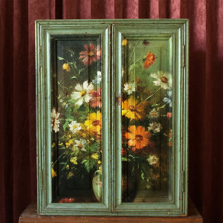 花瓶の花ヴィンテージ油絵のデコパージュ 薄葉紙