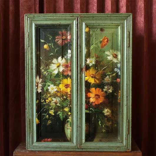 花瓶の花ヴィンテージ油絵のデコパージュ 薄葉紙