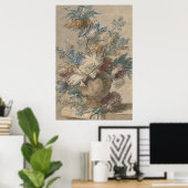花瓶の花束の春の花絵画ヴィンテージ ポスター (ホームオフィス)