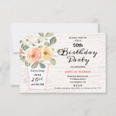 花瓶の花束誕生日 招待状 (正面)