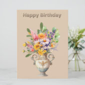 花瓶の花誕生日フラットカード (スタンド正面)