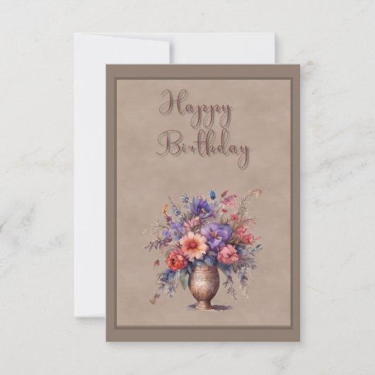 花瓶の花誕生日フラットグリーティングカード カード (正面)