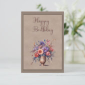 花瓶の花誕生日フラットグリーティングカード カード (スタンド正面)