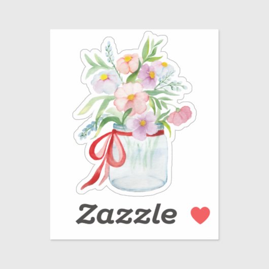 花瓶の花輪の水色の花束でリブ付き シール (シート)