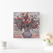 『花瓶の花、ジニア』モーリス・プレンダガスト スクエア壁時計 (ホーム)