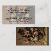 花瓶の花、バロックスタイルの静物画、フラワーズ・イン・ブロンズ・ベース 名刺 (正面/裏面)
