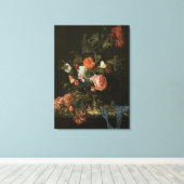 花瓶の花、バロック様式の静物画 キャンバスプリント (インサイチュ (ウッドフロア))