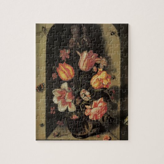 花瓶の花、バロック風の花の静物画 ジグソーパズル (縦)