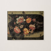 花瓶の花、ヴィンテージ・バロックの花の静物 ジグソーパズル (横)