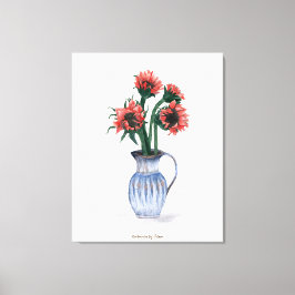 花瓶の花 水彩画 キャンバスプリント