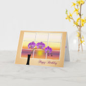 花瓶の誕生日のラン カード (黄色い花)