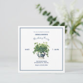 花瓶の誕生日アンティークを持つ植物 招待状 (スタンド正面)