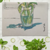 花瓶の赤いチューリップ キッチンタオル (折り畳み)