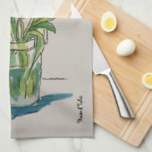 花瓶の赤いチューリップ キッチンタオル (四つ折り)