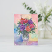 花瓶の赤と紫のバラ ポストカード (スタンド正面)