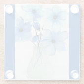 花瓶の青い花注カード ガラスコースター (裏面)