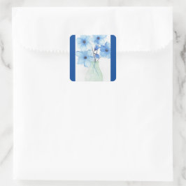 花瓶の青い花注カード スクエアシール