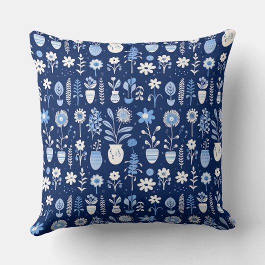 花瓶の青と白の濃淡 クッション (裏面)