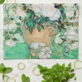 花瓶の静物画 ローズ ヴィンセント・ヴァン・ゴッホ キッチンタオル (折り畳み)