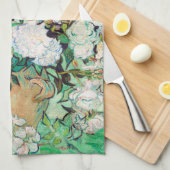 花瓶の静物画 ローズ ヴィンセント・ヴァン・ゴッホ キッチンタオル (四つ折り)