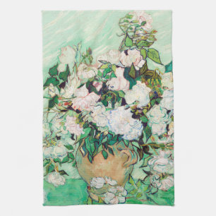 花瓶の静物画 ローズ ヴィンセント・ヴァン・ゴッホ キッチンタオル